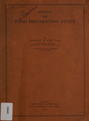 Front cover of Manual for food preparation study by Florance Beeson King