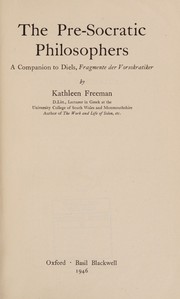 Cover of The pre-Socratic philosophers by Kathleen Freeman