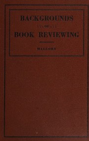 Front cover of Backgrounds of book reviewing by Herbert Samuel Mallory