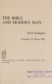 Front cover of The Bible and modern man by Erich Gompertz