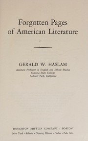Front cover of Forgotten pages of American literature by Gerald W. Haslam