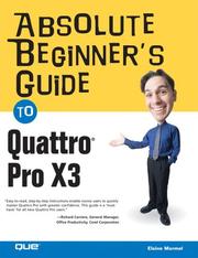 Front cover of Absolute beginner's guide to Quattro Pro X3 by Elaine J. Marmel