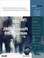 Front cover of VBA for the 2007 Microsoft(R) Office System (Business Solutions) by Paul McFedries