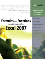 Front cover of Formulas and Functions with Microsoft Office Excel 2007 (Business Solutions) by Paul McFedries