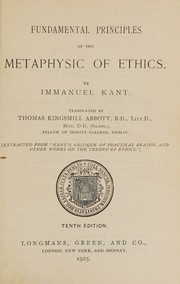 Front cover of Fundamental principles of the metaphysic of ethics by Immanuel Kant