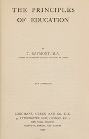 Front cover of The principles of education by Thomas Raymont