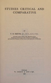 Cover of Studies critical and comparative by T. B. Smith
