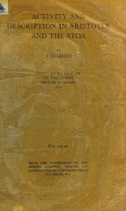 Front cover of Activity and Description in Aristotle and the Stoa by A. C. Lloyd