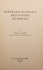 Front cover of Bertrand Russell's philosophy of morals by Lillian Woodworth Aiken