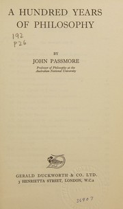 Front cover of A hundred years of philosophy by John Passmore