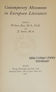 Cover of Contemporary movements in European literature by Rose, William