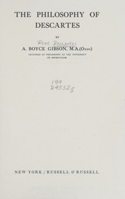 Front cover of The Philosophy of Descartes by A. Boyce Gibson