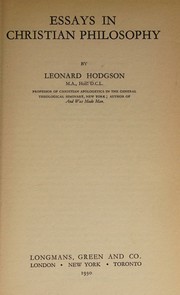 Cover of Essays in Christian philosophy by Leonard Hodgson