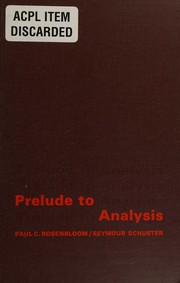 Cover of Prelude to analysis by Paul C. Rosenbloom