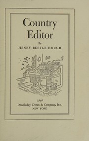 Cover of Country editor by Henry Beetle Hough