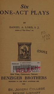 Cover of Six one-act plays by Daniel A. Lord