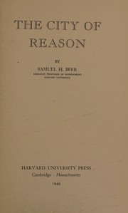 Front cover of City of Reason by Samuel H. Beer