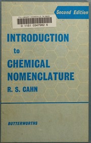 Cover of An introduction to chemical nomenclature by R. S. Cahn