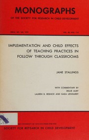 Front cover of Implementation and child effects of teaching practices in follow through classrooms by Jane Stallings