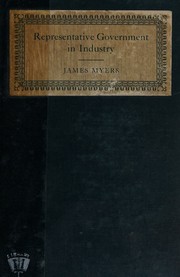 Cover of Representative government in industry by James Myers