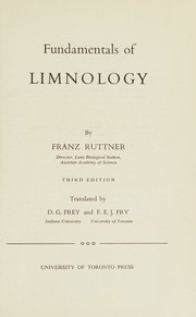 Front cover of Fundamentals of Limnology by Franz Ruttner