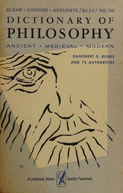 Cover of Dictionary of philosophy by Dagobert D. Runes