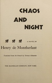 Cover of Chaos et la nuit by Henry de Montherlant