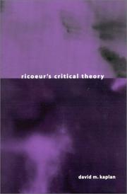 Front cover of Ricoeur's Critical Theory by David M. Kaplan