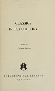 Front cover of Classics in psychology by Thorne Shipley