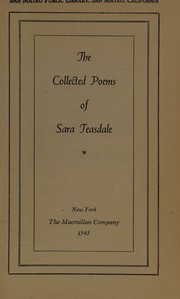 Cover of Collected poems of Sara Teasdale by Sara Teasdale