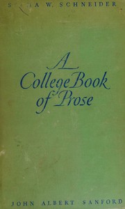 Front cover of A college book of prose by Selma W. Schneider