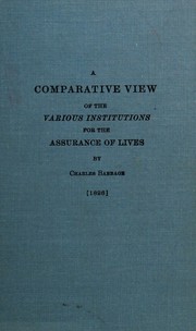 Front cover of A comparative view of the various institutions for the assurance of lives by Charles Babbage