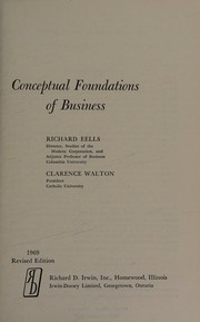 Front cover of Conceptual foundations of business by Richard Sedric Fox Eells