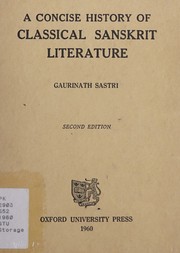 Front cover of A concise history of classical Sanskrit literature by Gaurinath Bhattacharyya Shastri
