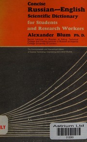 Front cover of Concise Russian-English scientific dictionary for students and research workers by Alexander Blum