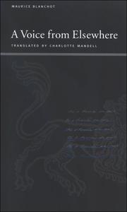 Front cover of A Voice from Elsewhere (Suny Series, Insinuations: Philosophy, Psychoanalysis, Literature) by Maurice Blanchot