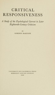 Cover of Critical responsiveness by Gordon McKenzie