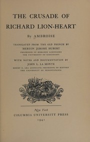 Front cover of The crusade of Richard Lion-Heart by Ambroise