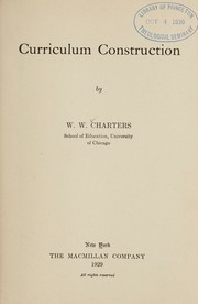 Cover of Curriculum construction by Werrett Wallace Charters