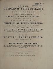 Front cover of De choro Vesparum Aristophanis by Gottfried Hermann