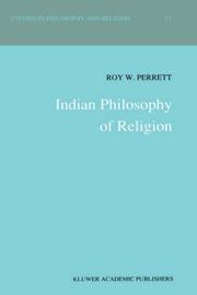 Front cover of Indian Philosophy of Religion (Studies in Philosophy and Religion) by R.W. Perrett