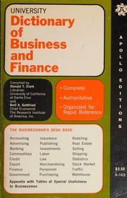 Front cover of Dictionary of business and finance by Donald Thomas Clark