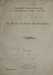 Front cover of Die Physik des Heron von Alexandria by Franz Knauff
