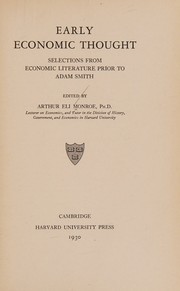Front cover of Early economic thought by Arthur Eli Monroe