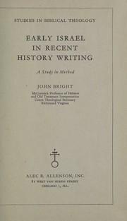 Front cover of Early Israel in recent history writing by John Bright