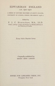 Front cover of Edwardian England, A.D. 1901-1910 by F. J. C. Hearnshaw