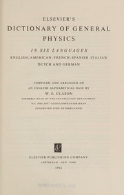 Front cover of Elsevier's dictionary of general physics in six languages by Willem Elbertus Clason