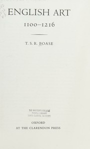 Cover of English art, 1100-1216 by T. S. R. Boase