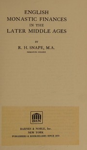 Cover of English monastic finances in the later Middle Ages by Robert Hugh Snape