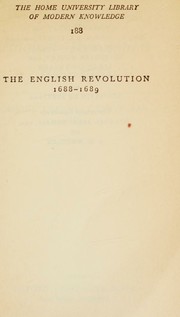 Front cover of The English revolution, 1688-1689 by George Macaulay Trevelyan
